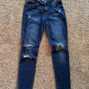 Kan Can Dark Blue Ripped Skinny Jeans